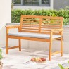 Vifah Waimea Honey Slatted Eucalyptus Wood Garden Bench with Cushion, Side Angle