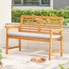 Vifah Waimea Honey Slatted Eucalyptus Wood Garden Bench with Cushion, Side Angle - Vifah Waimea Honey Slatted Eucalyptus Wood Garden Bench with Cushion, Side Angle