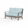 Laguna Loveseat in Canvas Skyline, No Welt - Front Side Angle - Laguna Loveseat in Canvas Skyline, No Welt - Front Side Angle