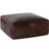 Sunpan Elio Ottoman in Chocolate Leather - Front Side Angle