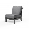 Monterey Armless Club in Canvas Granite w/ Self Welt - Front Side Angle