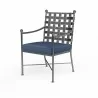 Provence Dining Chair in Spectrum Indigo w/ Self Welt - Front Side Angle - Provence Dining Chair in Spectrum Indigo w/ Self Welt - Front Side Angle