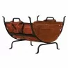 Mr. Bar-B-Q UniFlame® Black Wrought Iron Log Holder with Leather Carrier - Mr. Bar-B-Q UniFlame® Black Wrought Iron Log Holder with Leather Carrier