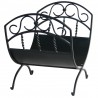 Mr. Bar-B-Q UniFlame® Black Wrought Iron Log Holder with Scrolls