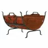Mr. Bar-B-Q UniFlame® W-1189 Olde World Iron Log Holder with Suede Leather Carrier - Mr. Bar-B-Q UniFlame® W-1189 Olde World Iron Log Holder with Suede Leather Carrier