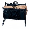 Mr. Bar-B-Q UniFlame® Black Wrought Iron Log Holder with Canvas Carrier