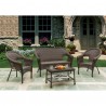 Hummingbird Collection Outdoor Garden Patio Conversational Wicker Furniture 4PC set w/ Table