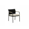 Alfresco Home Elle Belt Dining Armchair w/ Teak Arm Rests | Cushion Inclusive - Front Side Angle - Alfresco Home Elle Belt Dining Armchair w/ Teak Arm Rests | Cushion Inclusive - Front Side Angle