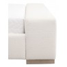 Essentials For Living Warren Queen / Cal King Bed in Performance Boucle Snow, Natural Gray Oak - Side Closeup Base Angle