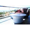 Boracay 36" Round Coffee Table Grey Epoxy/White Solid Surface 