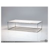 Kube Rectangular Coffee Table White Volakas Marble with Polished Stainless Steel