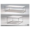 Kube Rectangular Coffee Table White Volakas Marble with Polished Stainless Steel - Table Size Options