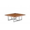 Remi 39" Square Coffee Table Natural Walnut with Brushed Stainless Steel