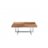 Remi 39" Square Coffee Table Natural Walnut with Brushed Stainless Steel - Top Angle