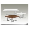 Remi 39" Square Coffee Table Natural Walnut with Brushed Stainless Steel