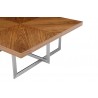 Remi 39" Square Coffee Table Natural Walnut with Brushed Stainless Steel - Table Edge