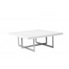 Remi 39" Square Coffee Table High Gloss White with Brushed Stainless Steel - 