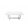 Remi 39" Square Coffee Table High Gloss White with Brushed Stainless Steel - Front