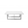 Remi 39" Square Coffee Table High Gloss White with Brushed Stainless Steel - 