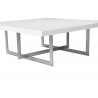Remi 39" Square Coffee Table High Gloss White with Brushed Stainless Steel - Table Details