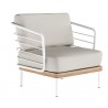 Sunpan Leon Lounge Chair - White - Palazzo Cream - Front Side Angle