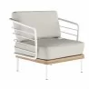 Sunpan Leon Lounge Chair - White - Palazzo Cream - Front Side Angle - Sunpan Leon Lounge Chair - White - Palazzo Cream - Front Side Angle