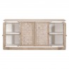 Essentials For Living Weave Media Sideboard - Smoke Gray Oak, White Painted Oak - Front Sides Opened Angle