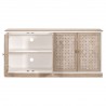 Essentials For Living Weave Media Sideboard - Smoke Gray Oak, White Painted Oak - Front Opened Angle