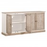 Essentials For Living Weave Media Sideboard - Smoke Gray Oak, White Painted Oak - Front Opened Angle