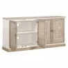 Essentials For Living Weave Media Sideboard - Smoke Gray Oak, White Painted Oak - Front Opened Angle - Essentials For Living Weave Media Sideboard - Smoke Gray Oak, White Painted Oak - Front Opened Angle