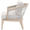 Essentials For Living Web Outdoor Club Chair - Taupe & White Flat Rope Performance Pumice, Gray Teak - Side Angle