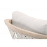 Essentials For Living Web Outdoor Club Chair - Taupe & White Flat Rope Performance Pumice, Gray Teak - Closeup Top Angle