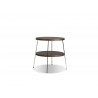 Double Decker 12" Diameter End Table American Walnut Veneer Tops with Polished Stainless Steel Frame