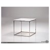Kube End Table White Volakas Marble with Polished Stainless Stee