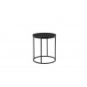 Onix 21" Round End Table Black Nero Marquina Marble with Black Powder Coated Steel - Angled View
