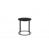 Onix 21" Round End Table Black Nero Marquina Marble with Black Powder Coated Steel