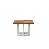 Remi End Table Natural Walnut with Brushed Stainless Steel - Side Angled
