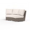 Coronado Curved Loveseat in Canvas Natural w/ Self Welt - Front Side Angle