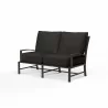 La Jolla Loveseat in Spectrum Carbon w/ Self Welt - Front Side Angle - La Jolla Loveseat in Spectrum Carbon w/ Self Welt - Front Side Angle