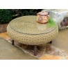 Tortuga Outdoor Round Wicker Coffee Table Wheat Lifestyle