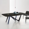Bellini Modern Living Esse Dining Table Grey and Blue Base with Brazilian Green Ceramic Top, Noir Desir Ceramic Top, White Gold Ceramic Top, Lifestyle