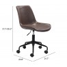 Zuo Modern Byron Office Chair in Brown - With DImensions