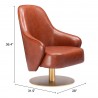 Zuo Modern Withby Accent Chair Brown - Seat Dimensions