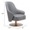 Zuo Modern Withby Accent Chair Gray - Seat Dimensions