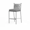 Provence Barstool in Canvas Granite w/ Self Welt - Front Side Angle - Provence Barstool in Canvas Granite w/ Self Welt - Front Side Angle