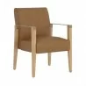 Sunpan Earl Dining Armchair in Natural - Pecan Leather - Front Side Angle - Sunpan Earl Dining Armchair in Natural - Pecan Leather - Front Side Angle