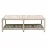 Essentials For Living Wrap Outdoor Coffee Table - Taupe & White Flat Rope, Gray Teak - Front Angle - Essentials For Living Wrap Outdoor Coffee Table - Taupe & White Flat Rope, Gray Teak - Front Angle