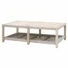 Essentials For Living Wrap Outdoor Coffee Table - Taupe & White Flat Rope, Gray Teak - Front Side Angle - Essentials For Living Wrap Outdoor Coffee Table - Taupe & White Flat Rope, Gray Teak - Front Side Angle