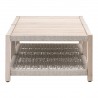 Essentials For Living Wrap Outdoor Coffee Table - Taupe & White Flat Rope, Gray Teak - Side Angle