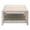 Essentials For Living Wrap Outdoor Coffee Table - Taupe & White Flat Rope, Gray Teak - Side Angle - Essentials For Living Wrap Outdoor Coffee Table - Taupe & White Flat Rope, Gray Teak - Side Angle